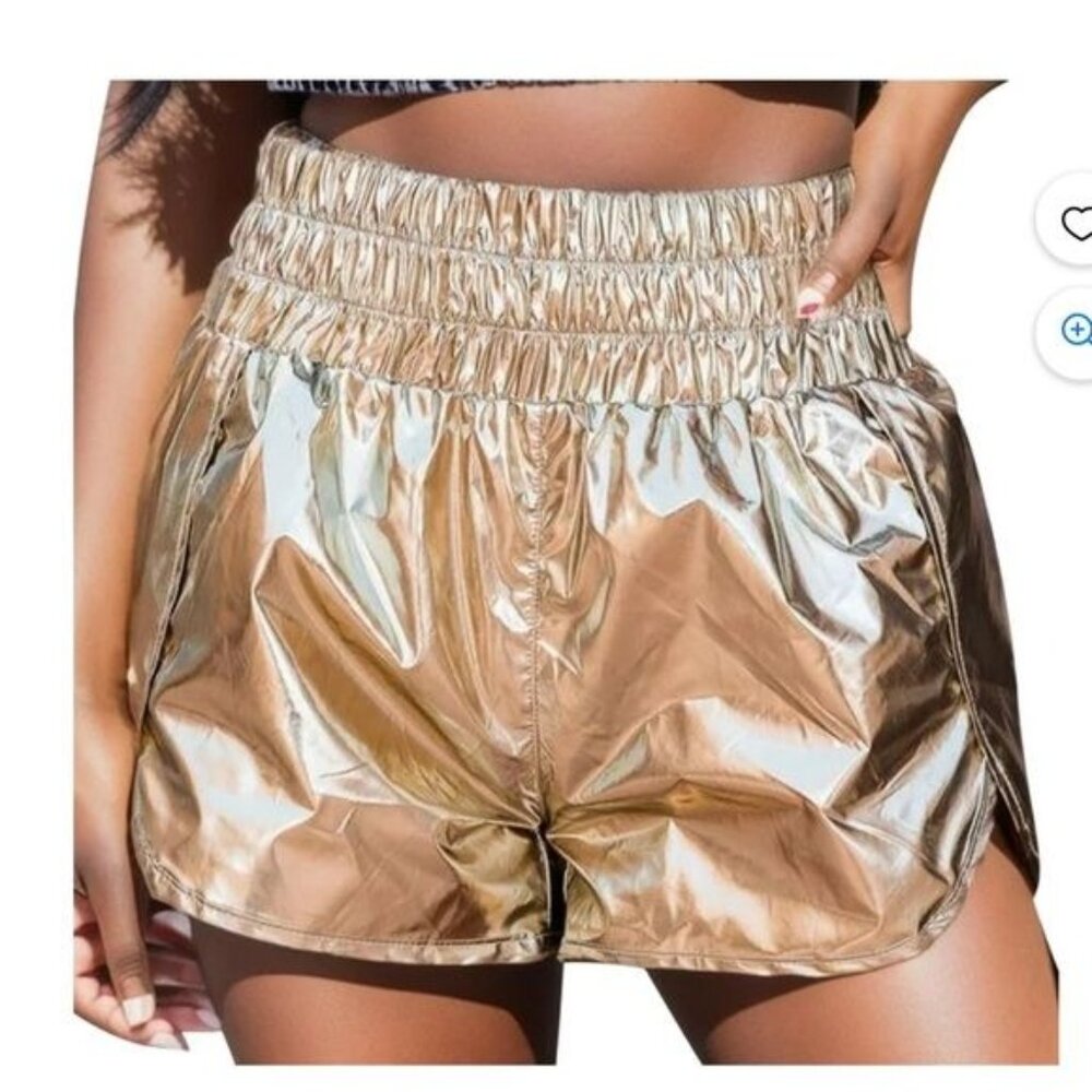 Metallic Gold Elastic Waist Shorts By A New Day - Size M